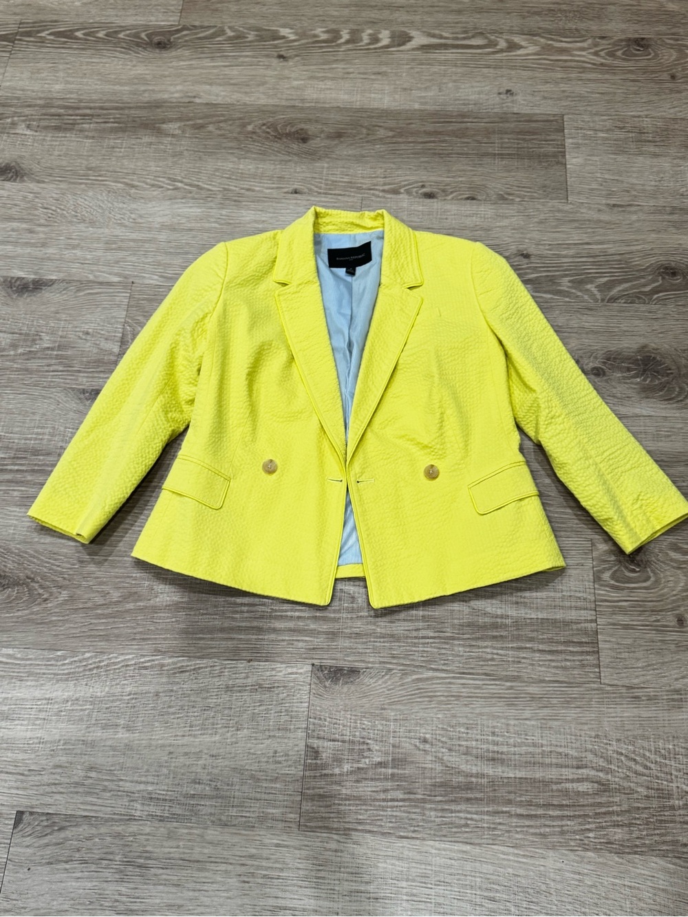 Banana Republic Neon Yellow Textured Blazer Jacket Size 4 Cotton Stretch Career